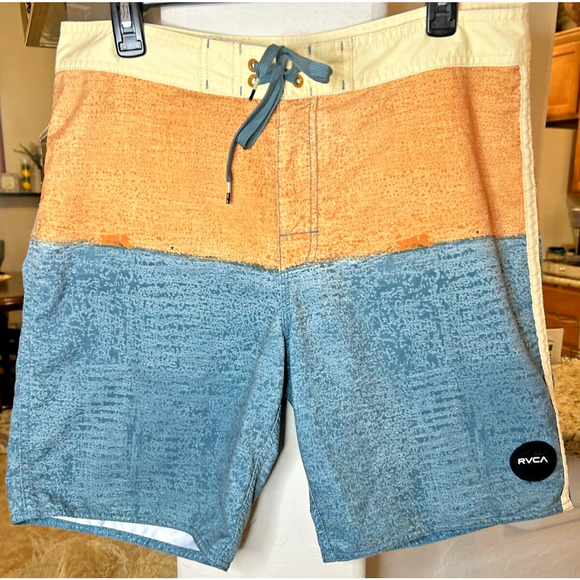 RVCA Men's Color Block Swim Trunks 33 - Picture 1 of 6